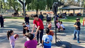 RCS staff leading young athletes